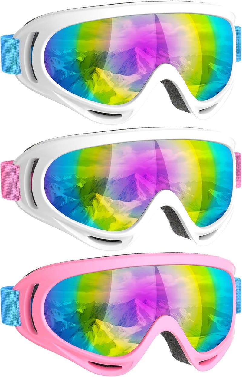 COOLOO 3 Pack Kids Ski Goggles, Anti-fog Snowboard Goggles with UV400 Protection, Snow Goggles for Boys Girls Youth Men Women - Image 1
